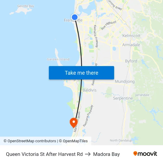 Queen Victoria St After Harvest Rd to Madora Bay map
