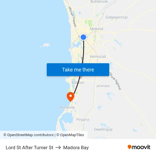 Lord St After Turner St to Madora Bay map