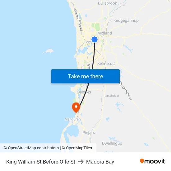 King William St Before Olfe St to Madora Bay map