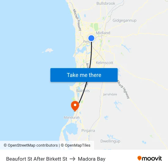 Beaufort St After Birkett St to Madora Bay map