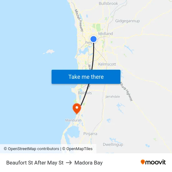Beaufort St After May St to Madora Bay map