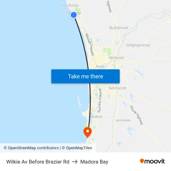 Wilkie Av Before Brazier Rd to Madora Bay map