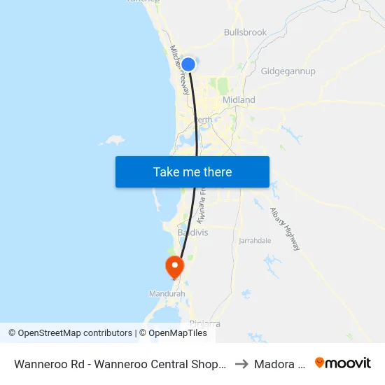 Wanneroo Rd - Wanneroo Central Shopping Ctr to Madora Bay map