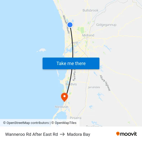 Wanneroo Rd After East Rd to Madora Bay map