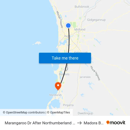 Marangaroo Dr After Northumberland Av to Madora Bay map