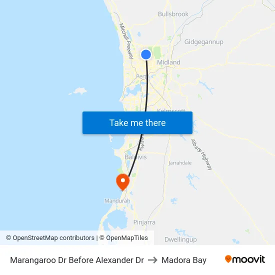 Marangaroo Dr Before Alexander Dr to Madora Bay map