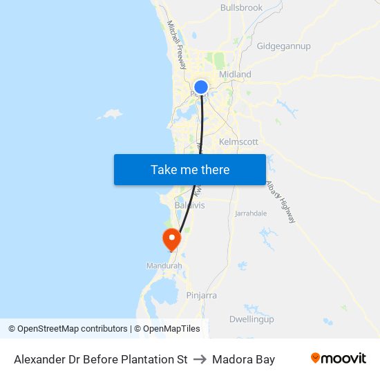 Alexander Dr Before Plantation St to Madora Bay map