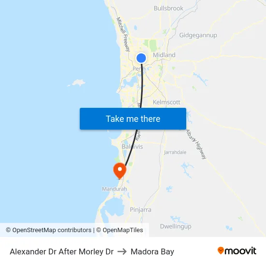 Alexander Dr After Morley Dr to Madora Bay map