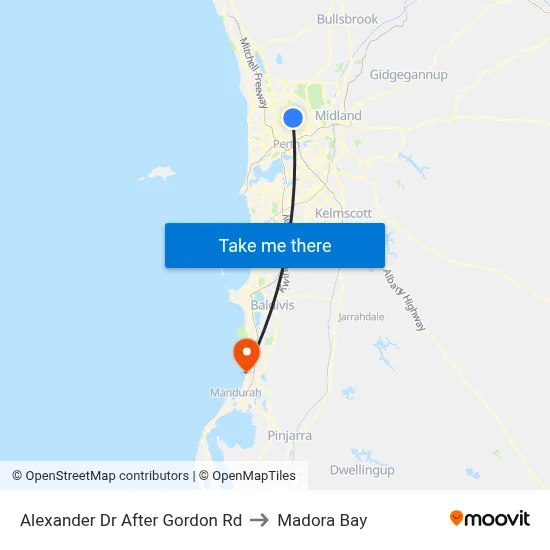 Alexander Dr After Gordon Rd to Madora Bay map