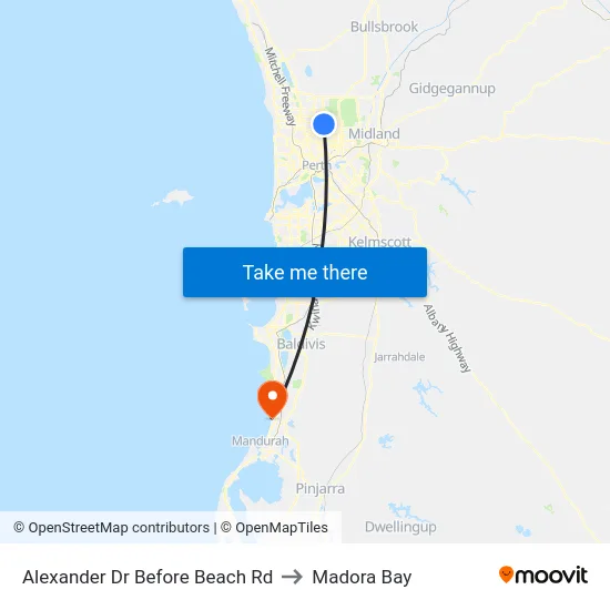 Alexander Dr Before Beach Rd to Madora Bay map