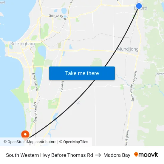 South Western Hwy Before Thomas Rd to Madora Bay map