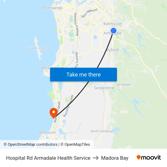 Hospital Rd Armadale Health Service to Madora Bay map