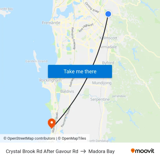 Crystal Brook Rd After Gavour Rd to Madora Bay map