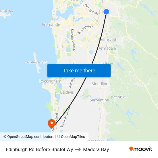 Edinburgh Rd Before Bristol Wy to Madora Bay map