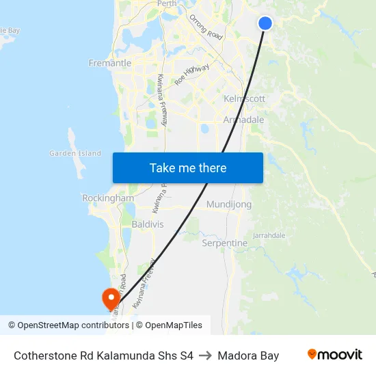 Cotherstone Rd Kalamunda Shs S4 to Madora Bay map