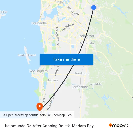 Kalamunda Rd After Canning Rd to Madora Bay map