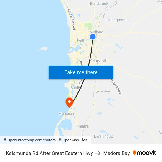 Kalamunda Rd After Great Eastern Hwy to Madora Bay map