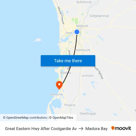 Great Eastern Hwy After Coolgardie Av to Madora Bay map