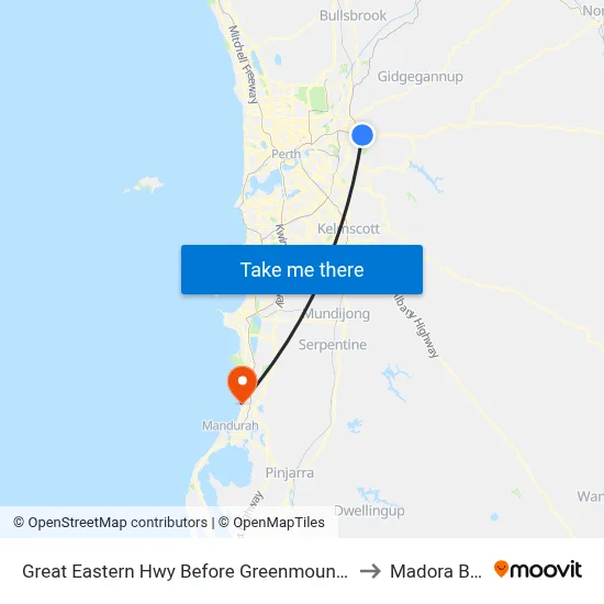 Great Eastern Hwy Before Greenmount Ri to Madora Bay map
