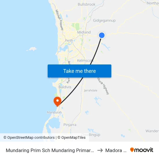 Mundaring Prim Sch   Mundaring Primary School to Madora Bay map
