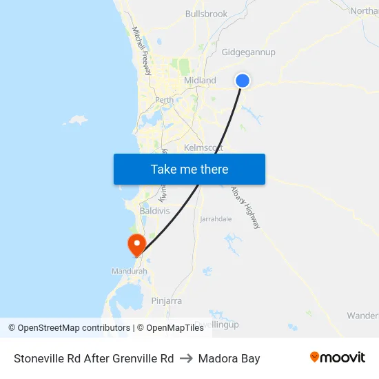 Stoneville Rd After Grenville Rd to Madora Bay map