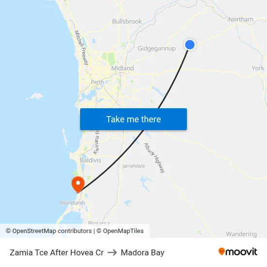 Zamia Tce After Hovea Cr to Madora Bay map