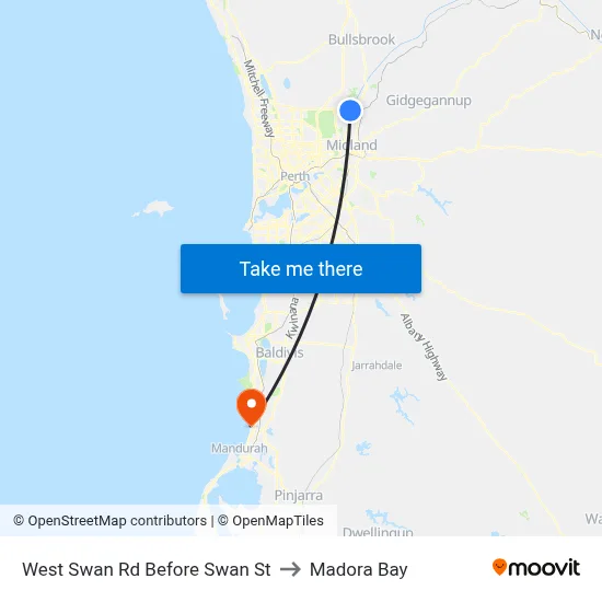 West Swan Rd Before Swan St to Madora Bay map