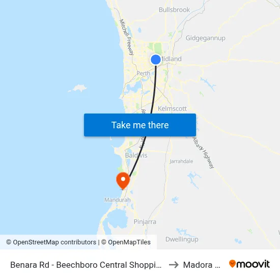 Benara Rd - Beechboro Central Shopping Ctr to Madora Bay map