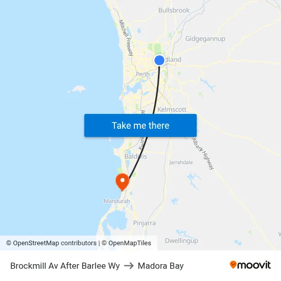 Brockmill Av After Barlee Wy to Madora Bay map