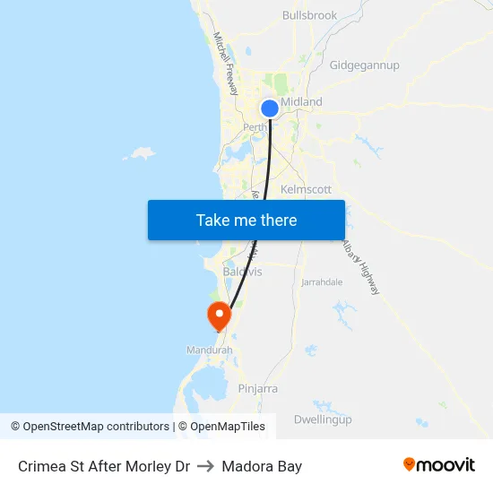 Crimea St After Morley Dr to Madora Bay map