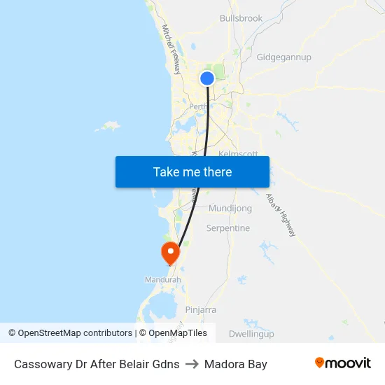 Cassowary Dr After Belair Gdns to Madora Bay map