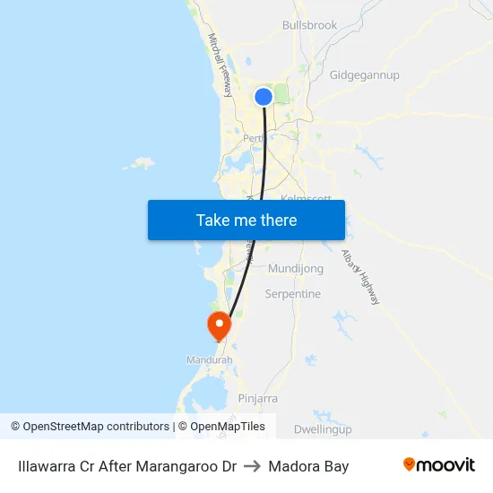 Illawarra Cr After Marangaroo Dr to Madora Bay map