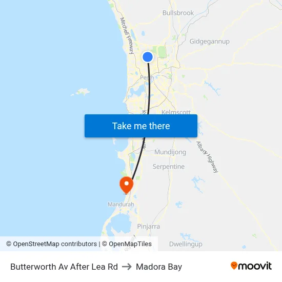 Butterworth Av After Lea Rd to Madora Bay map