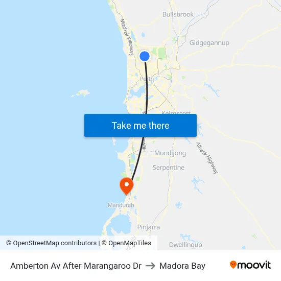 Amberton Av After Marangaroo Dr to Madora Bay map
