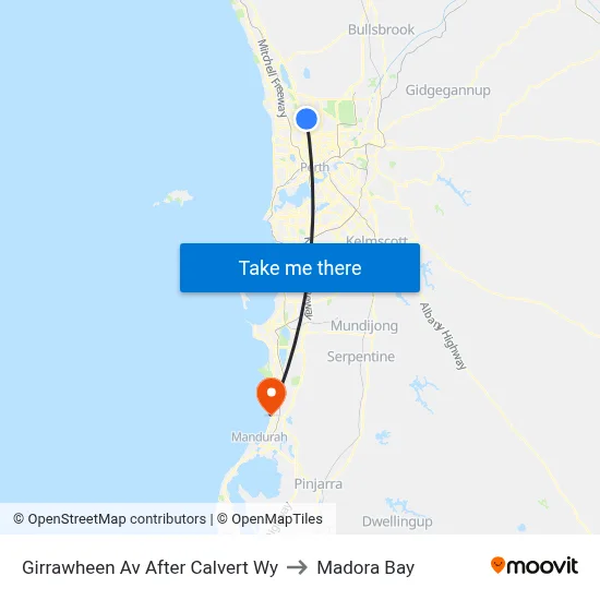 Girrawheen Av After Calvert Wy to Madora Bay map