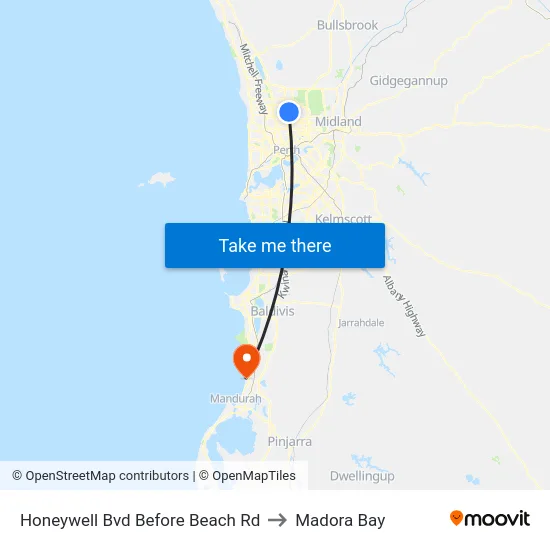 Honeywell Bvd Before Beach Rd to Madora Bay map