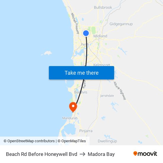 Beach Rd Before Honeywell Bvd to Madora Bay map