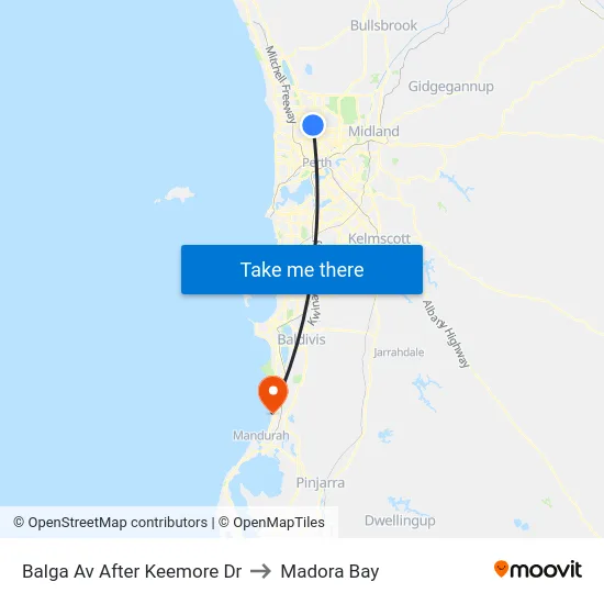 Balga Av After Keemore Dr to Madora Bay map