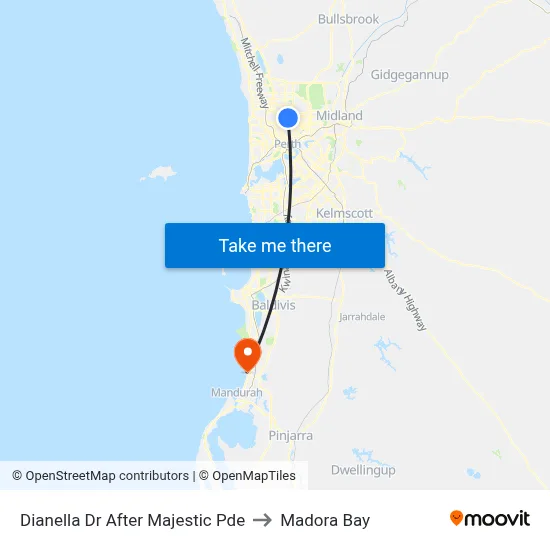 Dianella Dr After Majestic Pde to Madora Bay map
