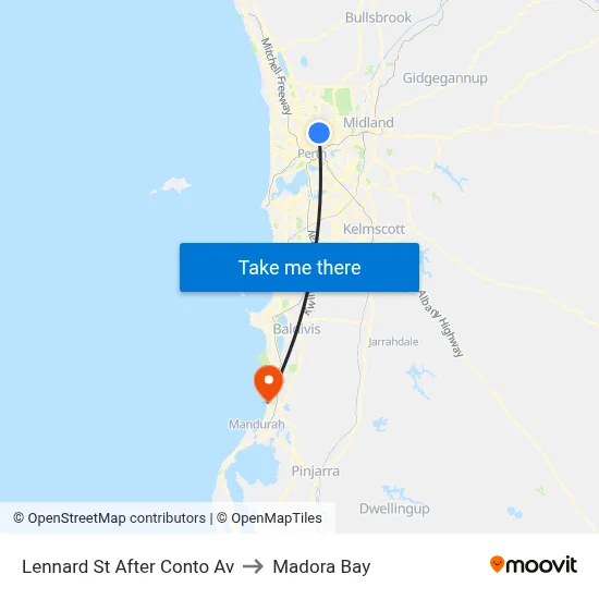 Lennard St After Conto Av to Madora Bay map