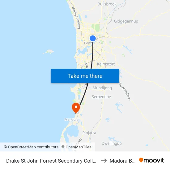 Drake St John Forrest Secondary College to Madora Bay map