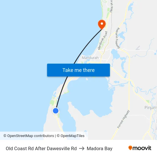 Old Coast Rd After Dawesville Rd to Madora Bay map