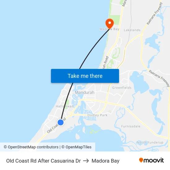 Old Coast Rd After Casuarina Dr to Madora Bay map