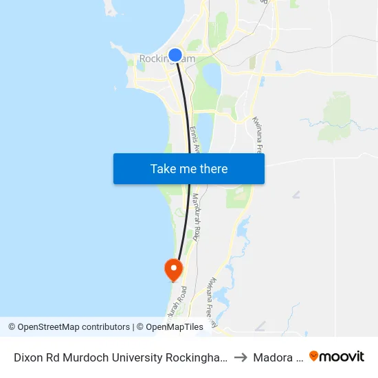 Dixon Rd Murdoch University Rockingham Campus to Madora Bay map