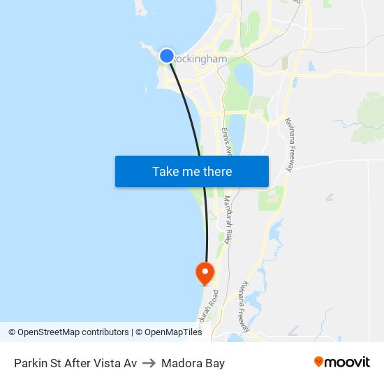 Parkin St After Vista Av to Madora Bay map