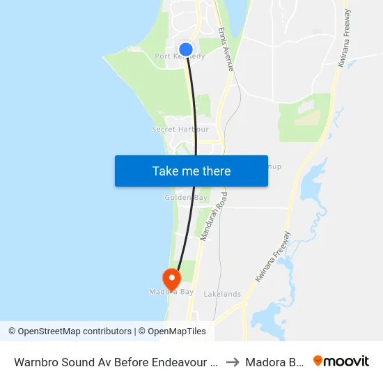 Warnbro Sound Av Before Endeavour Dr to Madora Bay map