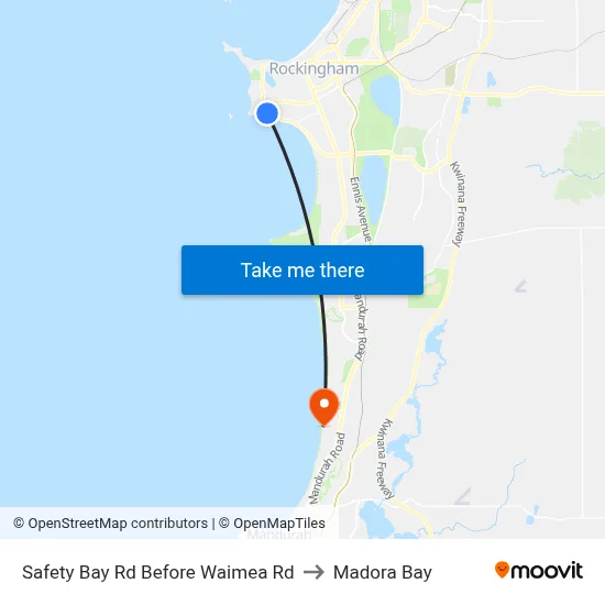 Safety Bay Rd Before Waimea Rd to Madora Bay map