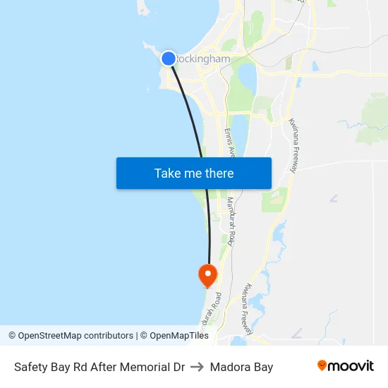 Safety Bay Rd After Memorial Dr to Madora Bay map