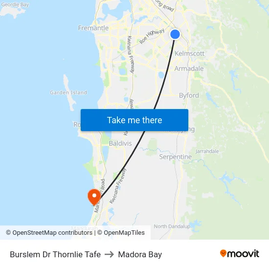 Burslem Dr Thornlie Tafe to Madora Bay map