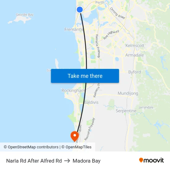 Narla Rd After Alfred Rd to Madora Bay map